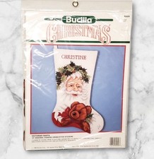 Vintage Bucilla Christmas Stocking Kit Santa 82826 18" Counted Cross-stitch