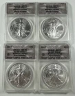 (4 Coin Set) 2001, 04, 05, 06 $1 American Silver Eagle ANACS MS70 1oz Coin MH