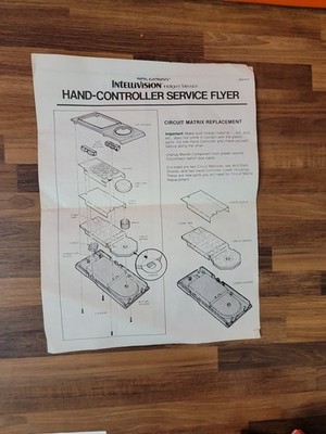 Vtg Rare Mattel Electronics Intellivision Hand Controller Service Flyer Pamphlet