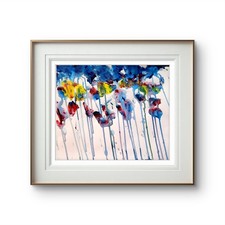 Splash Colorful Flowers In Neo Expressionist Original Wall 11x14 Paper