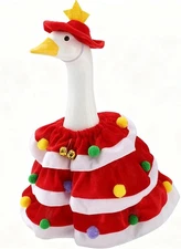 Christmas Porch Goose Outfit,Layered Skirt, Star-Shaped hat, Red and White 