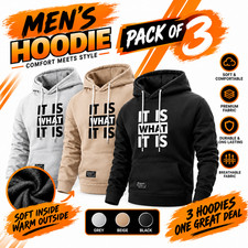 3 Men's Hoodie Sweatshirt Pullover Loose Fit Casual Long Sleeve Autumn Winter