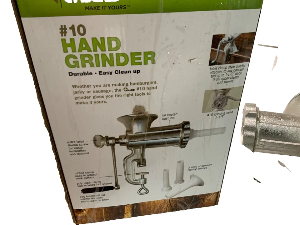 MOLINILLO MANUAL ACELGA #10 - RESISTENTE - Incluye 3 tamaños de embutido Foto 3 de 4