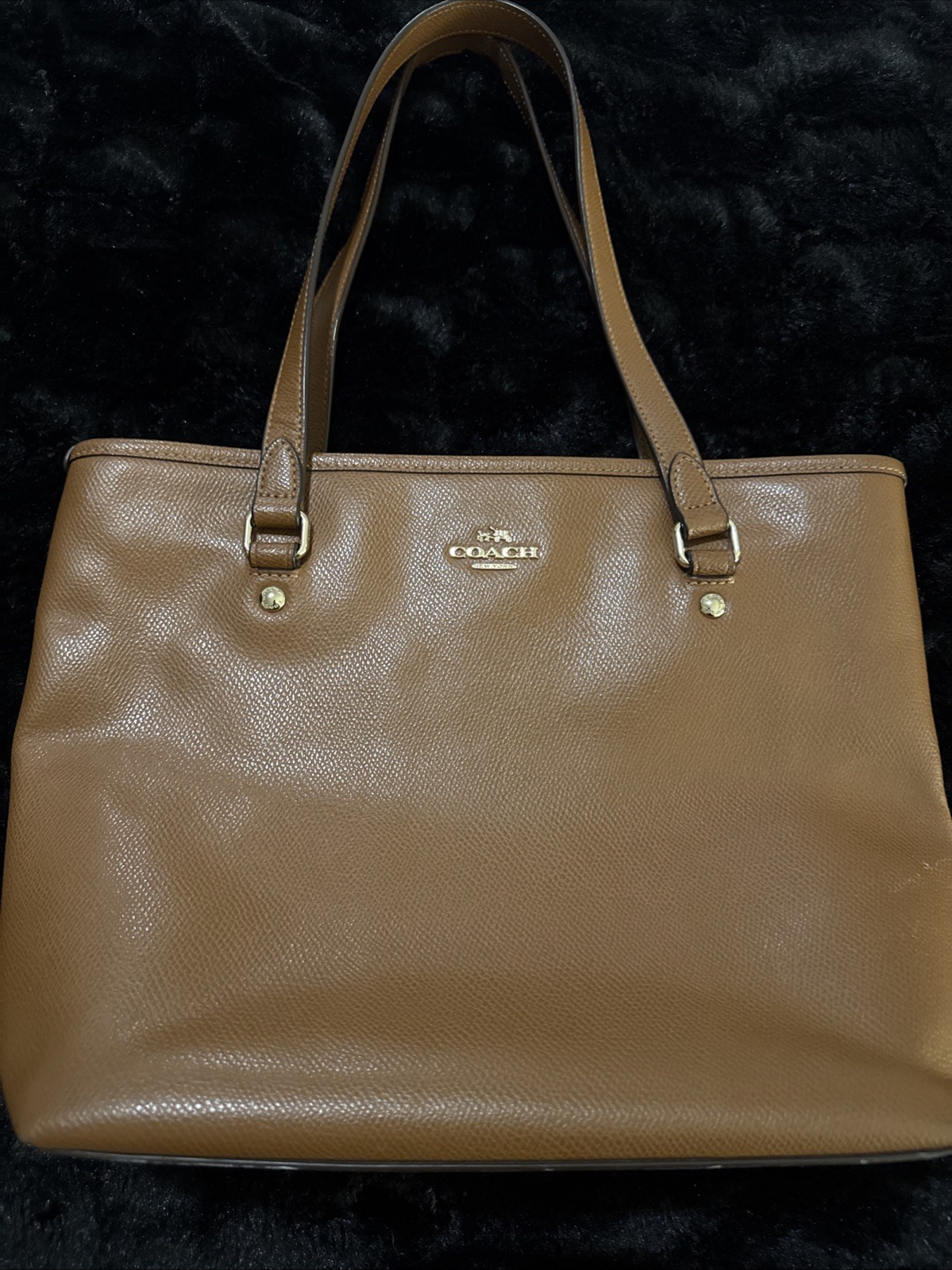 Coach Classic Tan Pebbled Leather City Tote with Gold Hardware
