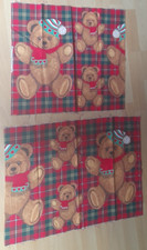 Baumwollstoff , rot kariert mit Teddybären ,   2 Scraps , Hobbyaufgabe