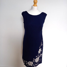 Vintage UK 10 Blue Beaded Shift Dress "Modello Marand Firenze"