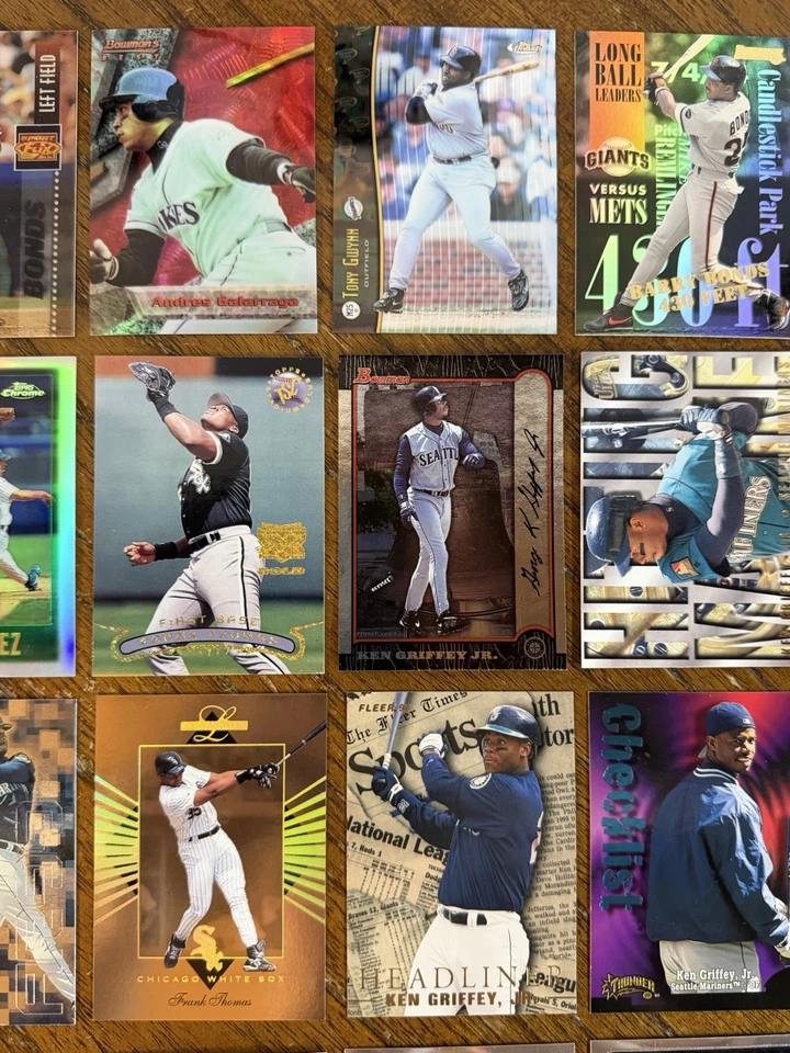 (35) 1990s BASEBALL HOF/STAR CHROME, REFRACTOR SP CARDS GRIFFEY BONDS JETER READ - Image 4 of 4
