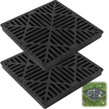Calvana 2 Pack 12 Inch Catch Basin Drain Grate, Fiberglass Reinforced Black