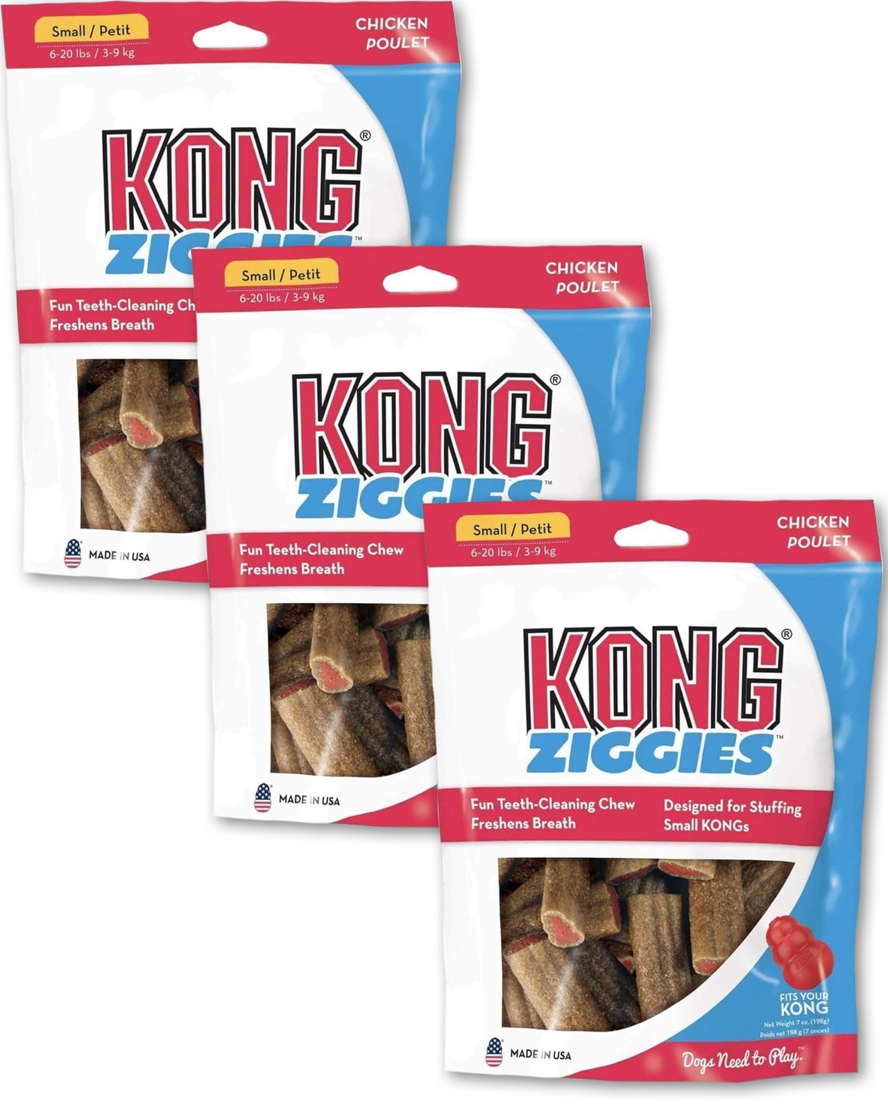 Puppy Ziggies Chewy Treats 7 Ounce Pack of 3 Nutrient Rich for Growing Puppies