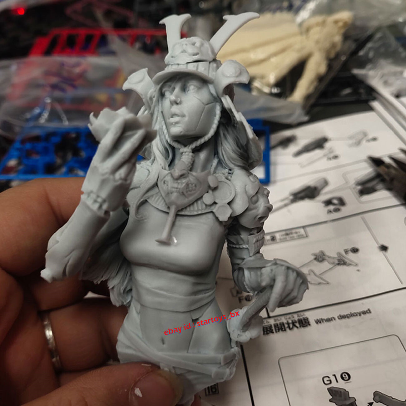 Unpainted 1/10 Resin Japanese Female Warrior Model Kit Unassembled Garage Kit GK