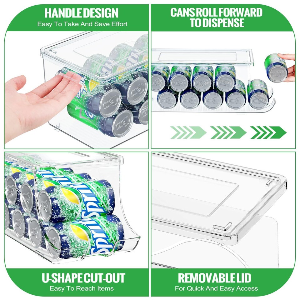 Soda Can Organizer for Refrigerator, Stackable Canned Food Pop Cans