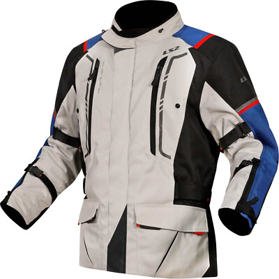 LS2 NARVIK MAN blau schwarz grau rot Motorradjacke CE AA Gr. M