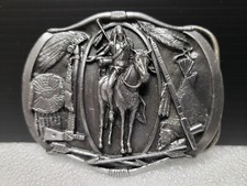 Vtg 1984 Bergamot Horse Belt Buckle 1980s Western Rockabilly Native American USA