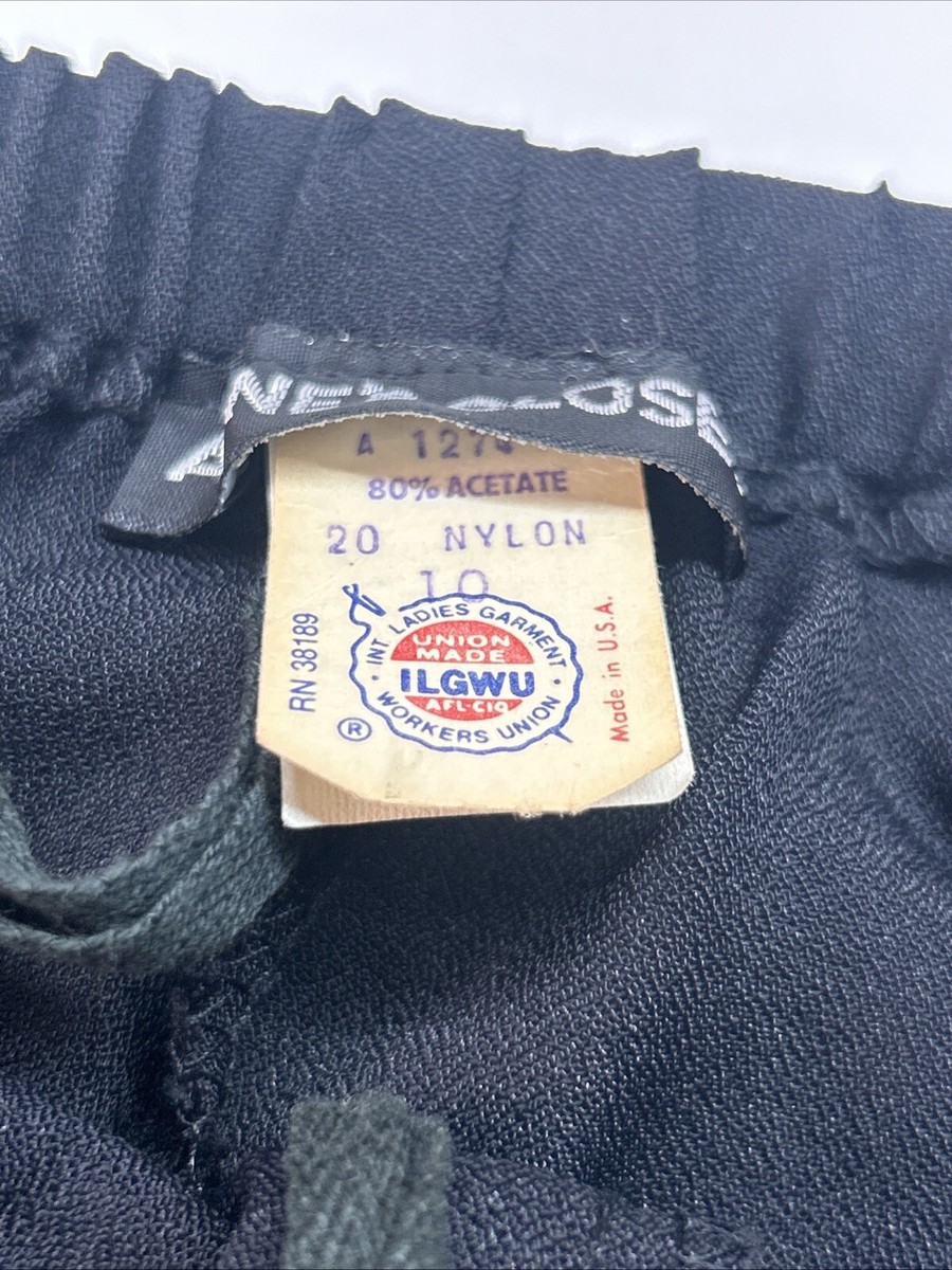 Vintage Anne's Closet Union Made Pants Womens ILGWU Acetate Size