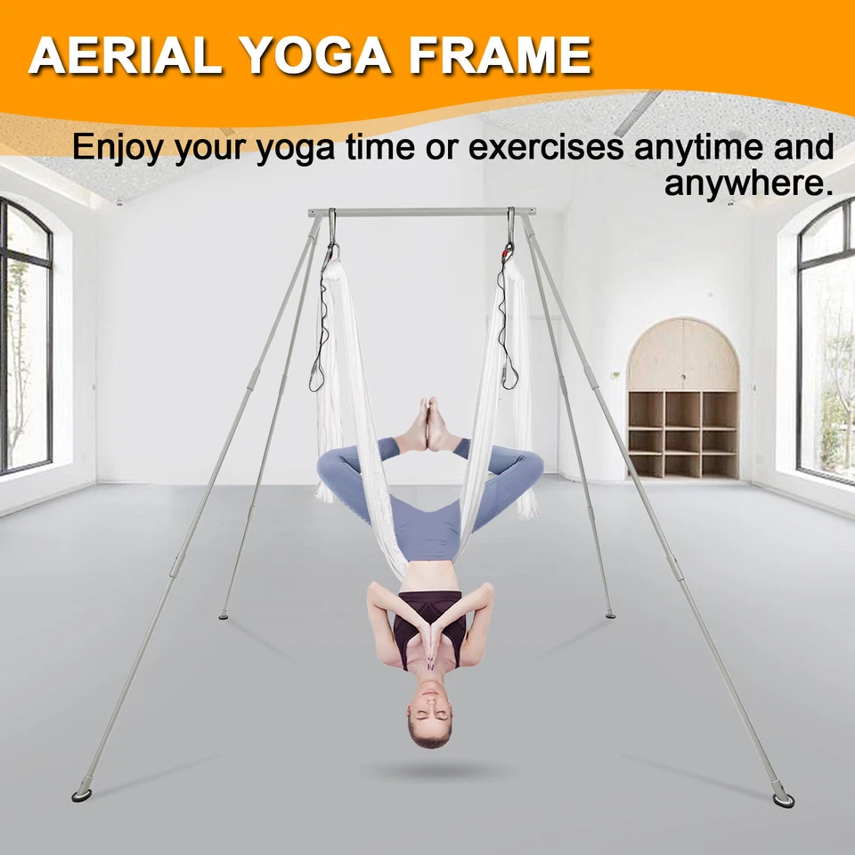Soporte Aéreo Portátil Plataforma Yoga Columpio Barra Blanco Seda 551lbs Carga Yoga Marco 20FT Foto 4 de 4