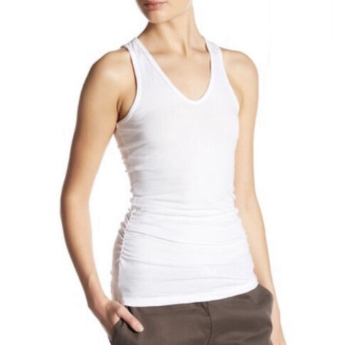 James Perse White Long Skinny Ribbed Low V-Neck Tank Top size 3 100% Cotton - M3 - 第 1/11 張圖片