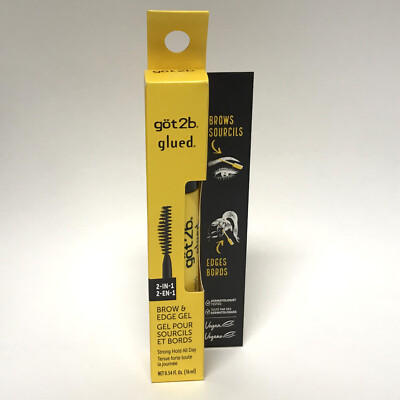 Got2b Glued Brow & Edge Gel, 0.54fl oz | Strong Hold | Fast Drying | 2 in 1 Wand
