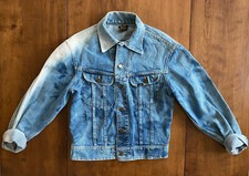 Womens Vintage LEE RIDERS DENIM JACKET Button Front LONG SLEEVES Distressed Wash