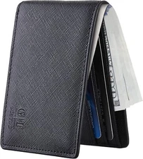 Gostwo Slim Wallet for Men Minimalist Leather ID Window Front Pocket Bifold Wall