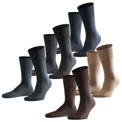 Falke Herren Socken Airport Plus 3er Pack 39-48 Schwarz Businesssocken 53% Wolle