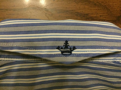 English Laundry Button-Front Embroidered Shirt S Small Blue & White Stripes Mens - Picture 10 of 10