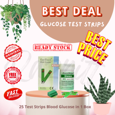 READY STOCK EASY TOUCH GCU BLOOD GLUCOSE TEST STRIP, 25 STRIPS/BOX