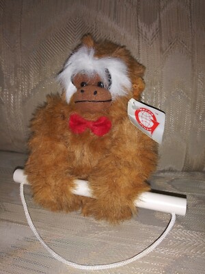 Goffa Plush Monkey Swing Brown Stuffed Animal Hanging NWT 7'' Red Bow Tie Made In
