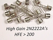 Qty 10: 2N2222A NPN Transistors (All High Gain Hfe 200+) Tested! Metal Pkg Xlnt!