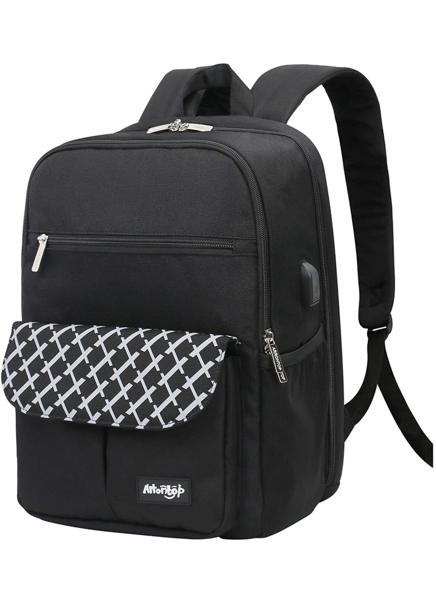 battery bank laptop backpacks anti theft Anti-theft Waterproof Travel Backpack with USB Charging Port and Padlock slide over the luggage upright handle tube for easier carrying oscaurt Anti Theft Backpack 15.6
