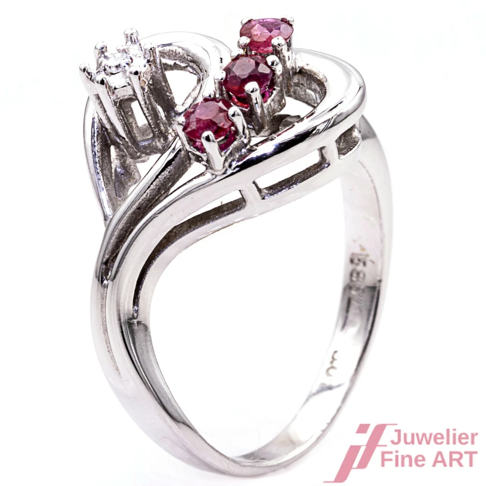 Ring 585 Weißgold mit Rubin & Diamant - Bild 1 von 3