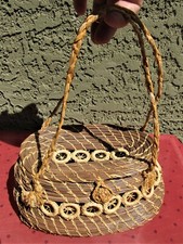 FINE ANTIQUE NATIVE AMERICAN INDIAN HANDWOVEN GRASS BASKET PURSE LINED MINTY!