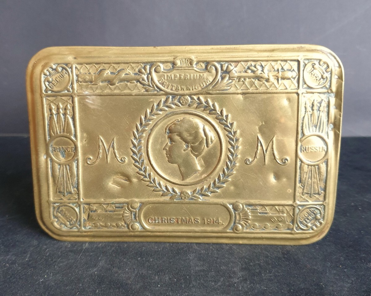 WW1 British Princess Mary Brass Xmas 1914 Gift Tin for The Troops