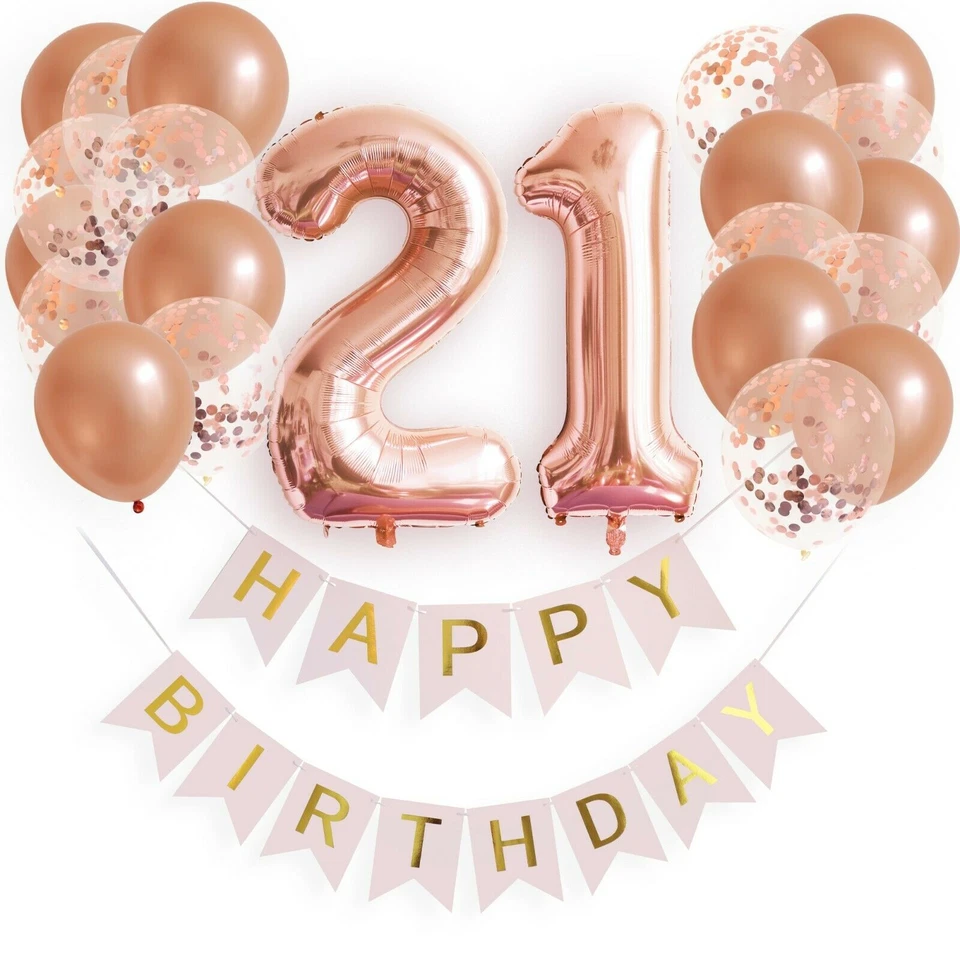 Luftballon Set 1-100 Rose Geburtstag Zahlen Rosa Party Konfetti Happy Birthday - Bild 2 von 3