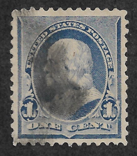 US #219v (1890) 1c  - Used - XF/S - EFO: Flame on both  Number 1's - Picture 1 of 3