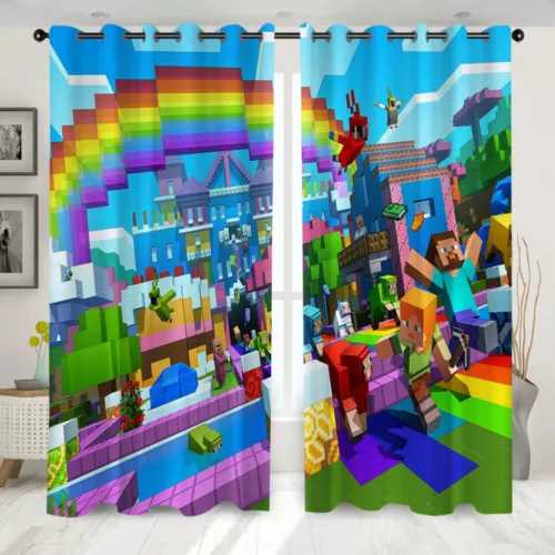 Tende camera da letto bambini videogioco 3D Minecraft anello oscurante decorazione porta protezione UV - Foto 15 di 20