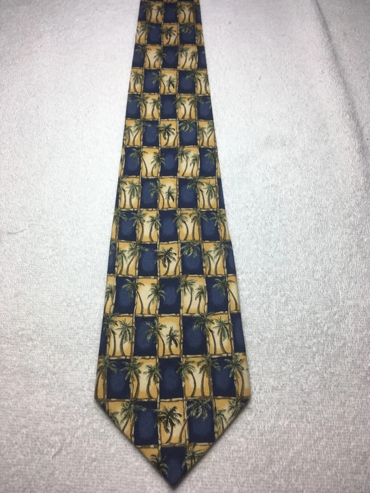 CORBATA HOMBRE TOMMY BAHAMA AZUL AMARILLO VERDE PALMERAS 4,25 X 60 Foto 2 de 4