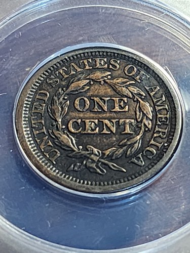 1845 Large Cent ANACS XF EF Extra Fine 45 Details Corroded Cleaned - Picture 4 of 5