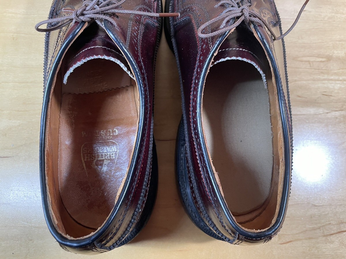 British Walkers Long Wingtip Oxford Custom Dress Shoes Burgundy Men Size 10 D Meet the Classic Black Wingtip Oxfords. With their perfect  main image 3
