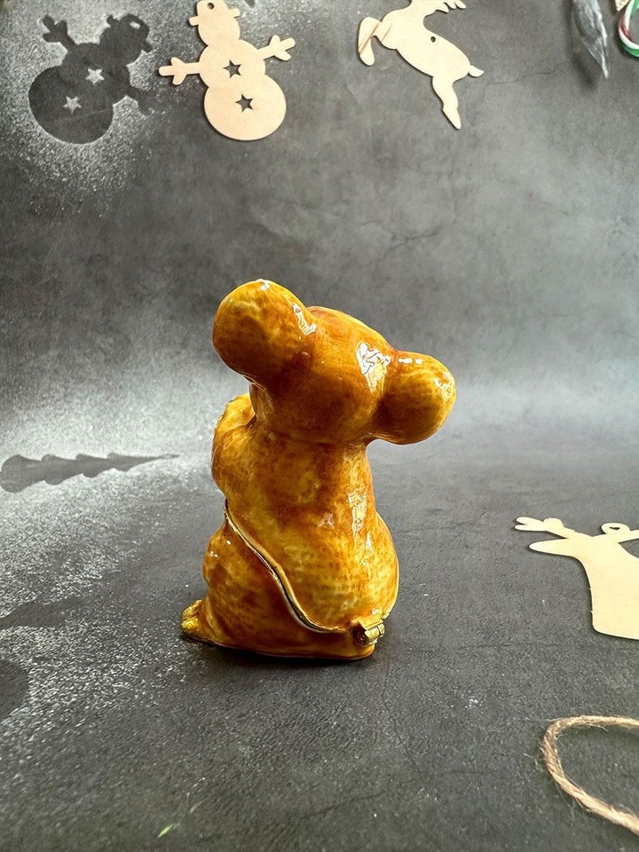 Jewelry Box Metal Multicolor Koala Small Modern Carved Enameled Gift