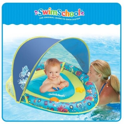 Swim School Grow-With-Me Baby Boat Pool Toy Blue Shark