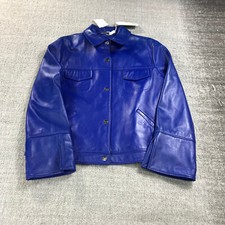Laurel Jacket Women 44 Full Zip Trench Coat Blue Leder Jacket Sheep Leather