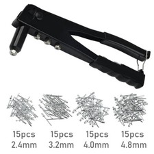 Image of Four-Head Rivet Gun with 60 Rivets Handheld Riveter for Metal Plastic & Leather