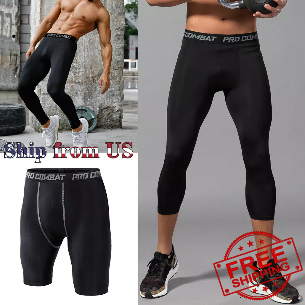 ON SALE!! Mens Compression Base Layer Workout Leggings Gym Sports