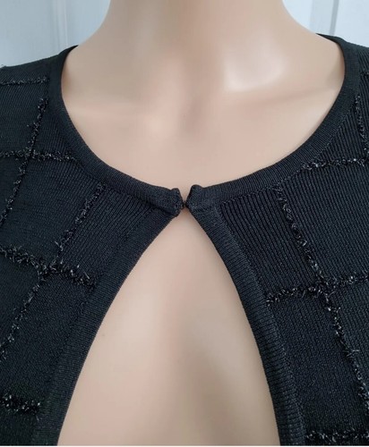 Cardigan maglione nero da donna nuovo con etichette $69 Finity taglia L manica lunga - Foto 6 di 12