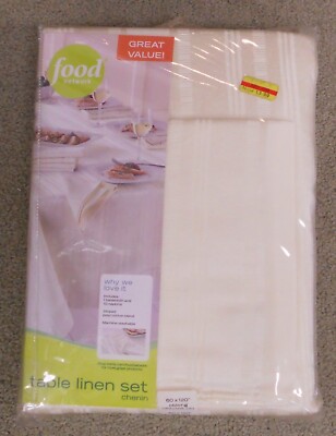 Food Network Chenin Tablecloth & 10 Napkin Table Linen Set 60'' X 102'' Oblong NOS