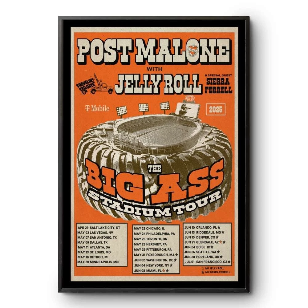 Poster Post Malone The Big Ass Stadium Tour 2025 - Wall Decor