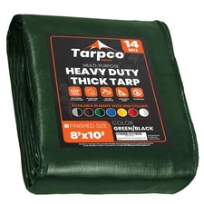 Tarpco Safety Extra Heavy Duty 14 Mil Tarp Cover, Waterproof, UV Resistant, Rip