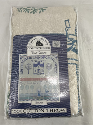 1987 Crown Crafts Collectibles Four Seasons 100% Cotton Throw  Summer  50 x60 