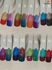 Color Changing Glitter Gel Nail Polish UV LED Soak Off Ombre Gradient 16 Colors