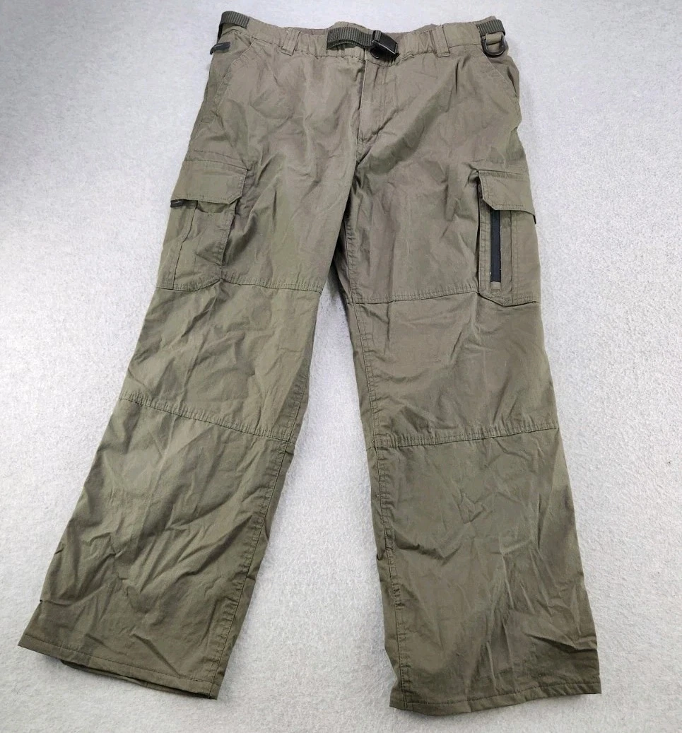 BC Clothing Lined Cargo Pants Army Green Outdoor Hiking Pockets 29" Inseam SZ XL
